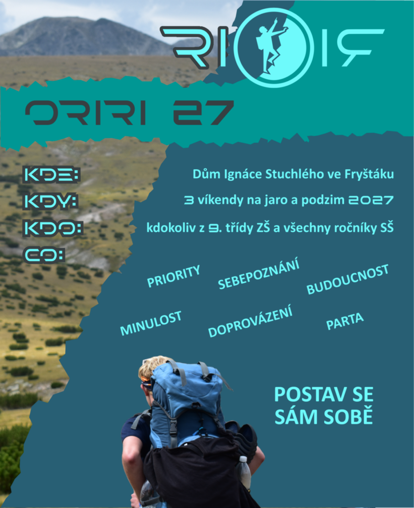 Plakát ORIRI 2027 – tři víkendy na jaře a podzim 2027 pro žáky 9. tříd ZŠ a studenty SŠ